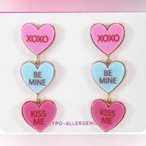 Nwt Candy Heart Drop Earrings